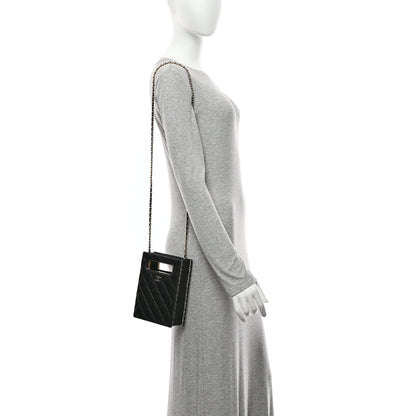Caviar Quilted Evening Box Bag Black