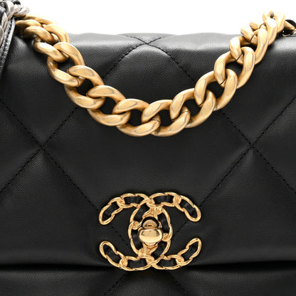 Goatskin Quilted Medium Chanel 19 Flap Black