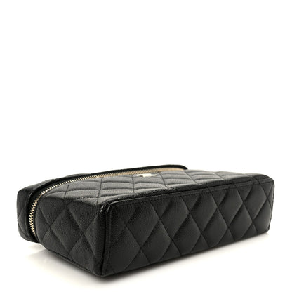 Caviar Quilted Top Handle Slim Vanity With Chain Black