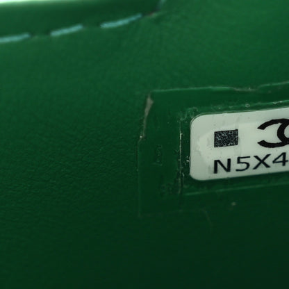 Shiny Aged Calfskin Quilted Mini Nano Kelly Shopper Green