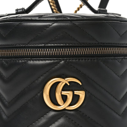 Calfskin Matelasse Chevron Mini GG Marmont Top Handle Bag Black