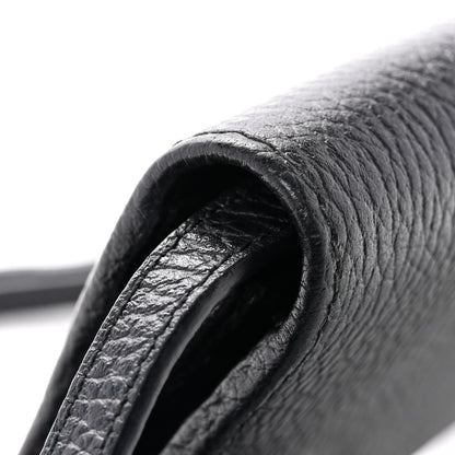 Dollar Calfskin Mini Swing Wallet Bag Black