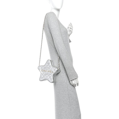 Metallic Lambskin Walk Of Fame Bag Silver
