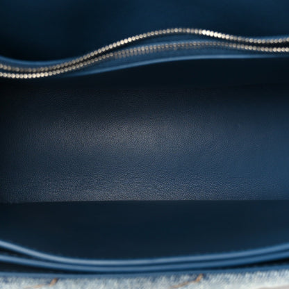 Washed Denim Quilted Medium Crush Chain Bag Denim Blue