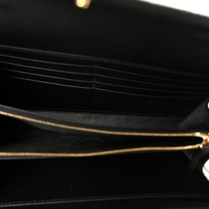 Calfskin GG Debossed Chain Wallet Black
