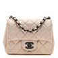 Metallic Lambskin Quilted Mini Square Flap Gold Black