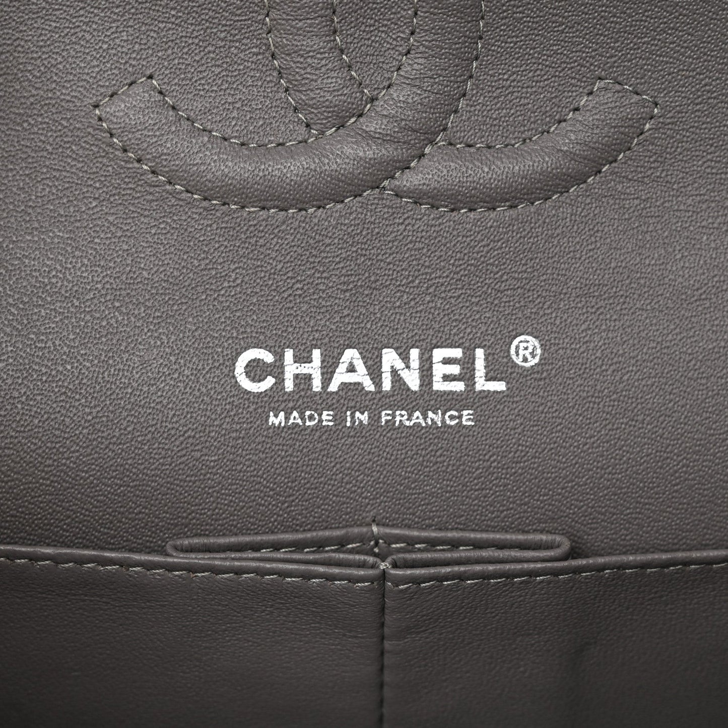 Caviar Quilted Medium Double Flap Grey