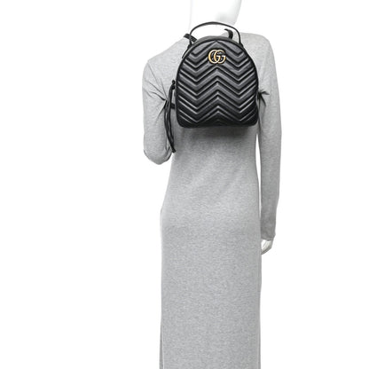 Calfskin Matelasse GG Marmont Dome Backpack Black