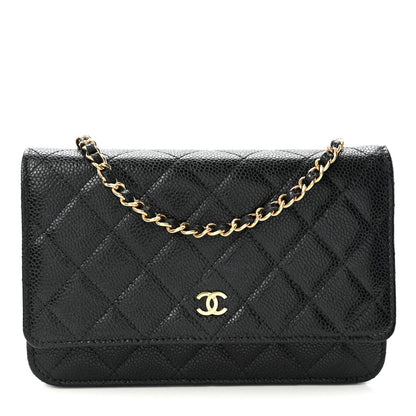 Caviar Quilted Wallet On Chain WOC Black