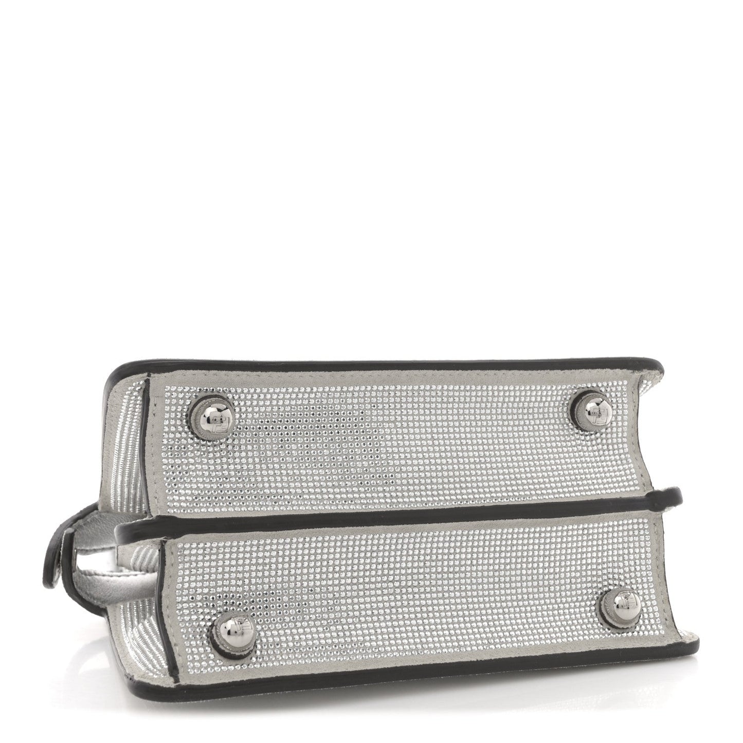 Crystal Vitello Laminato FF Petite Peekaboo I SEE U Satchel Crystal Argento