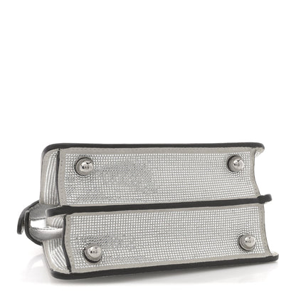 Crystal Vitello Laminato FF Petite Peekaboo I SEE U Satchel Crystal Argento