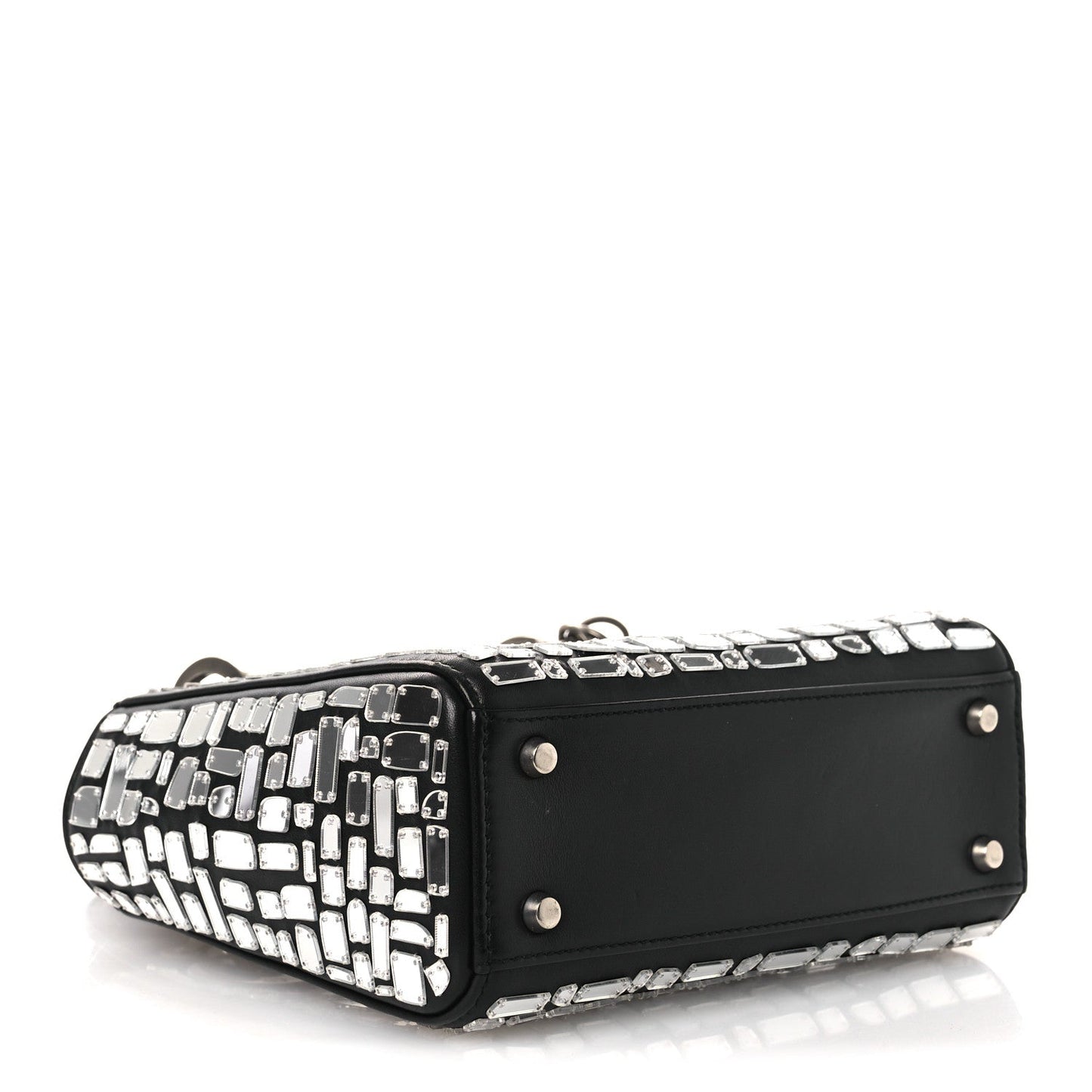 Smooth Calfskin Embroidered Mini Mosaic of Mirrors Lady Dior Black