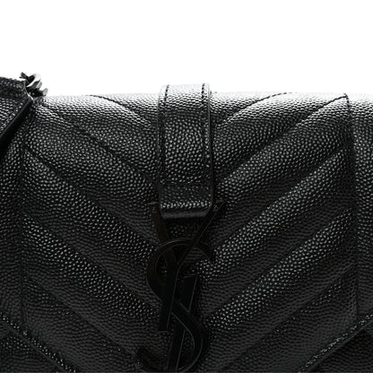 Grain De Poudre Textured Mixed Matelasse Triquilt Small Monogram Monochrome Satchel Black