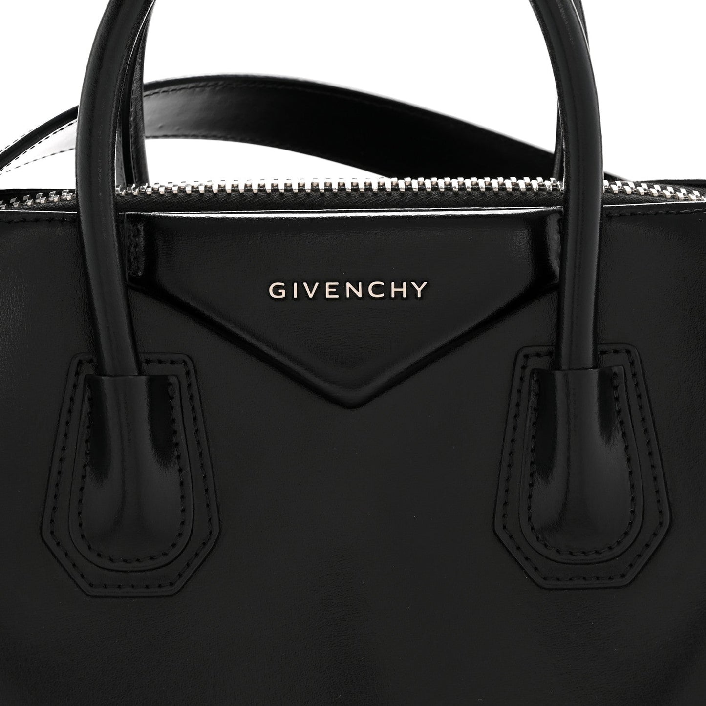 Shiny Lord Calfskin Small Antigona Black