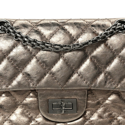 Aged Calfskin Quilted 2.55 Reissue Mini Flap Dark Silver