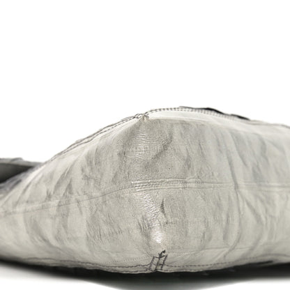 Iridescent Eelskin Maxi Chain Baguette Bag Grey Multicolor