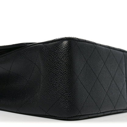 Caviar Quilted Jumbo Double Flap Black
