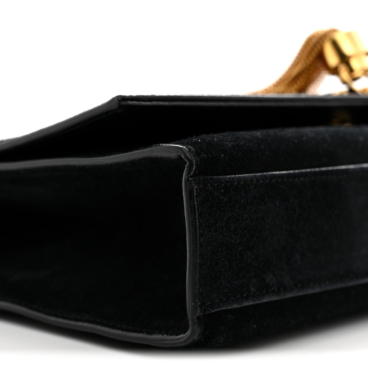 Suede Medium Classic Monogram Kate Tassel Satchel Black