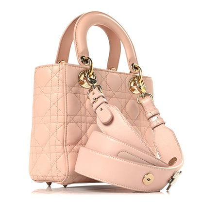 Lambskin Cannage Small Lucky Badges My Lady Dior Light Pink