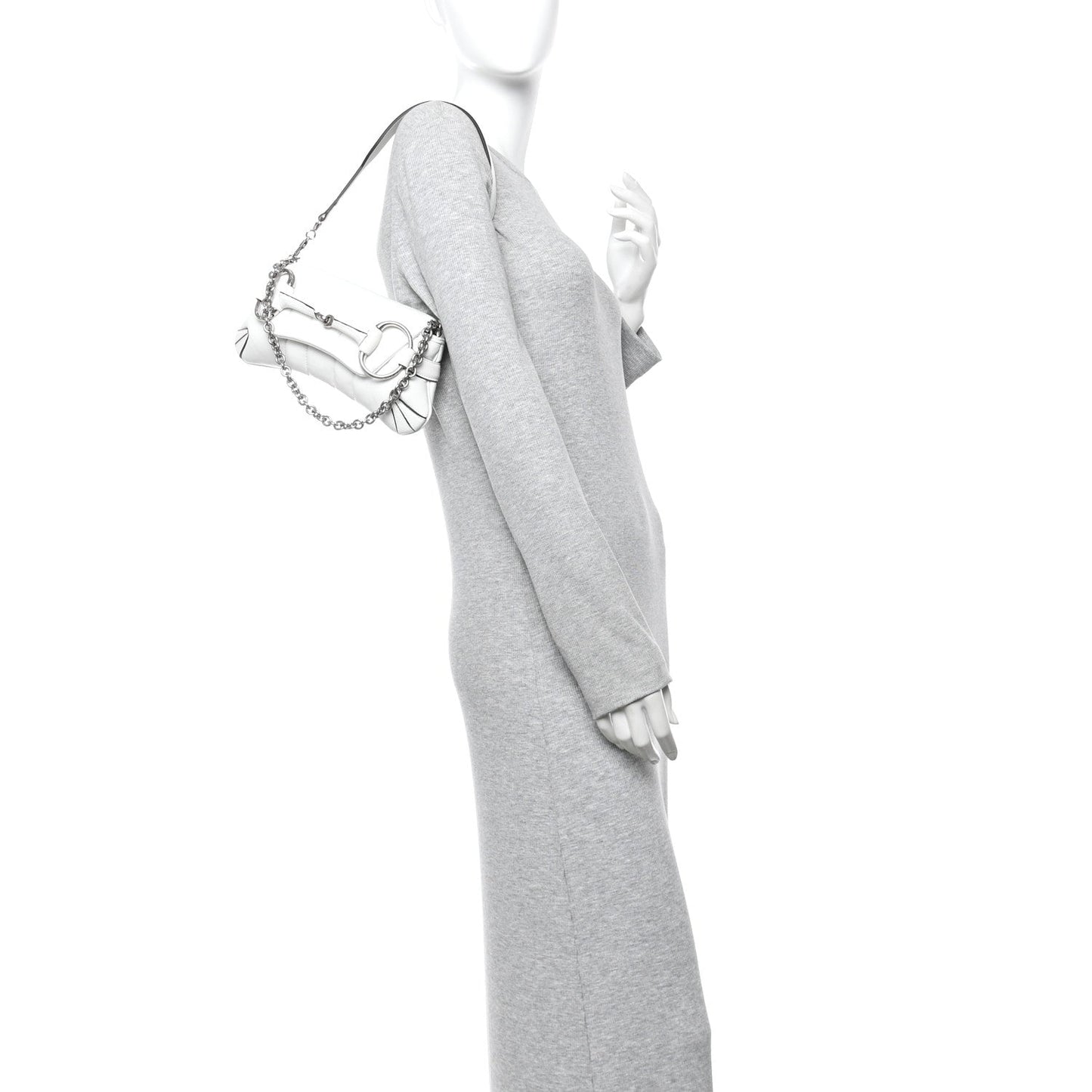 Nappa Vertical Matelasse Small Maxi Horsebit Chain Shoulder Bag Great White