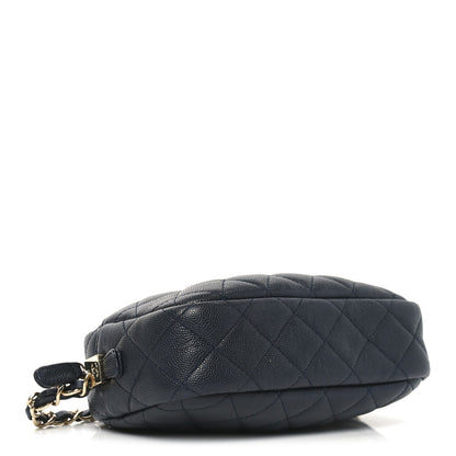 Caviar Quilted Camera Case Navy