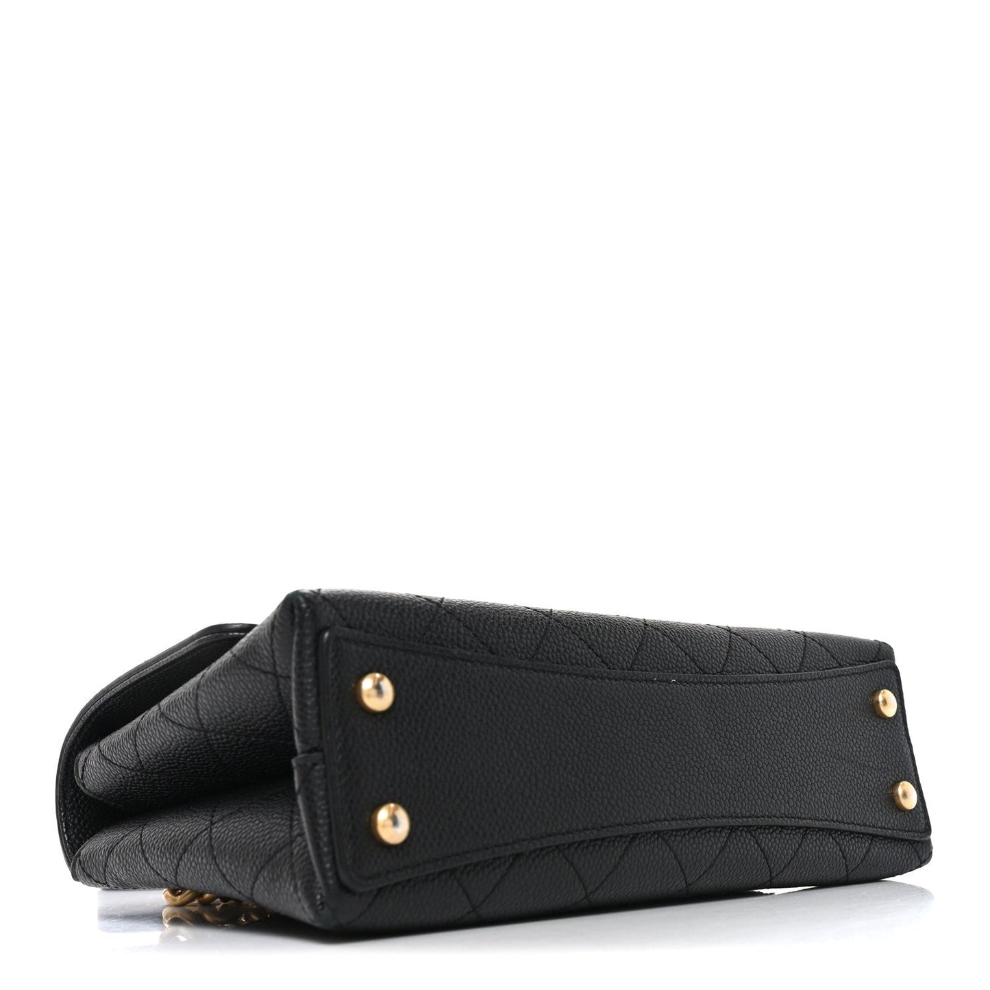 Caviar Diamond Stitched Small Top Handle Flap Black