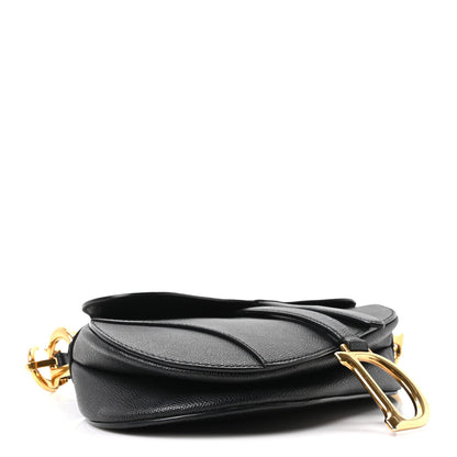 Grained Calfskin Saddle Bag Black