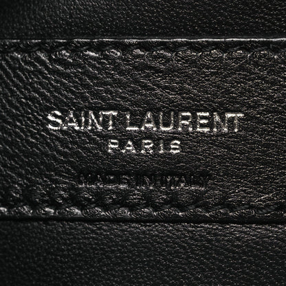 Calfskin Crocodile Embossed West Hollywood Monogram Fold Over Clutch Black