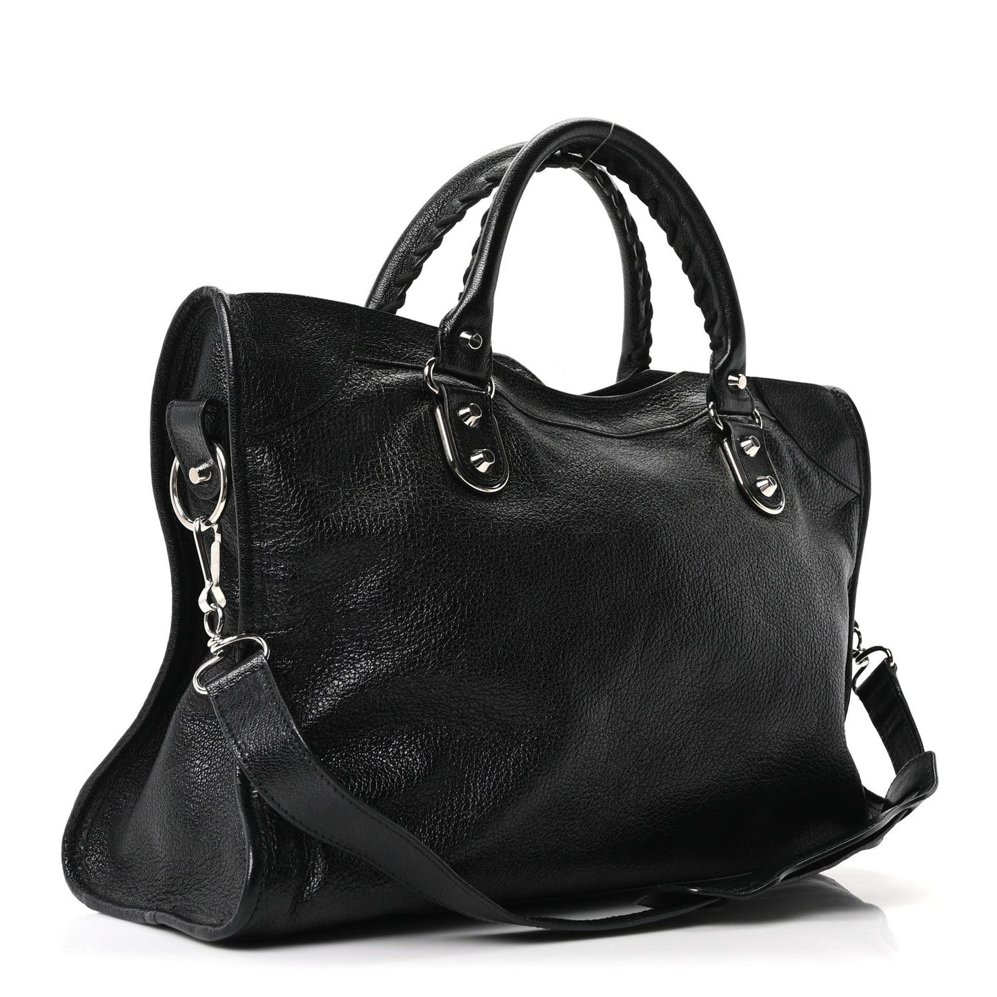 Chevre Silver Metallic Edge Hardware City Black