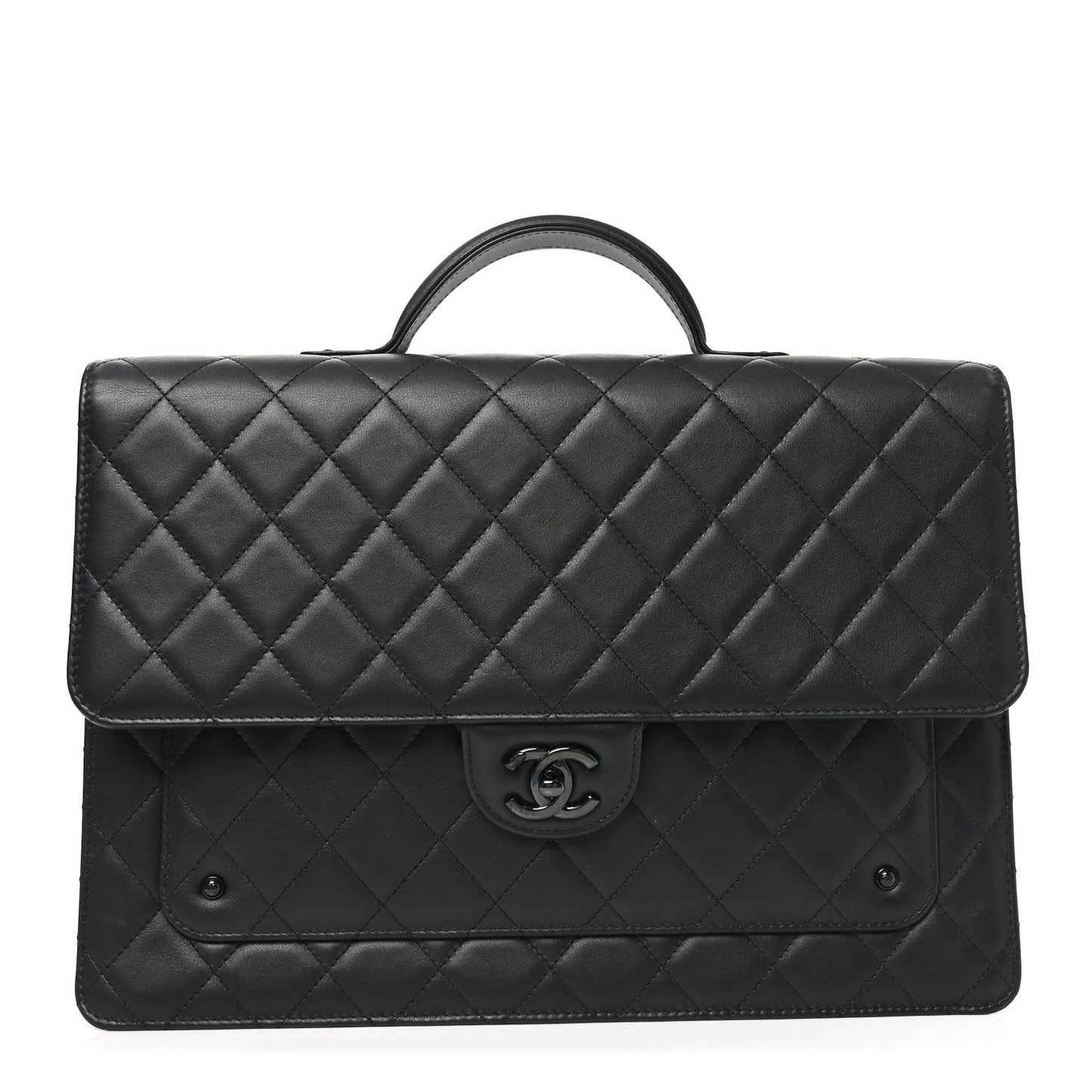 Lambskin Quilted Briefcase Satchel So Black