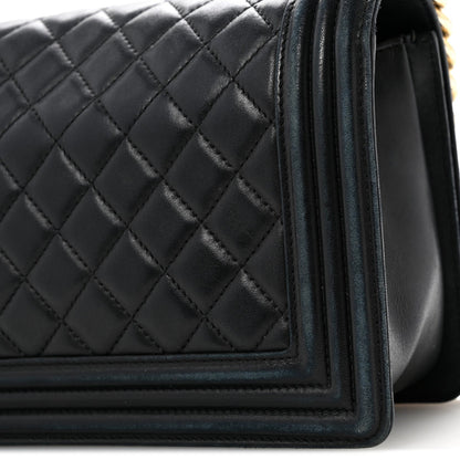 Lambskin Quilted Medium Boy Flap Black