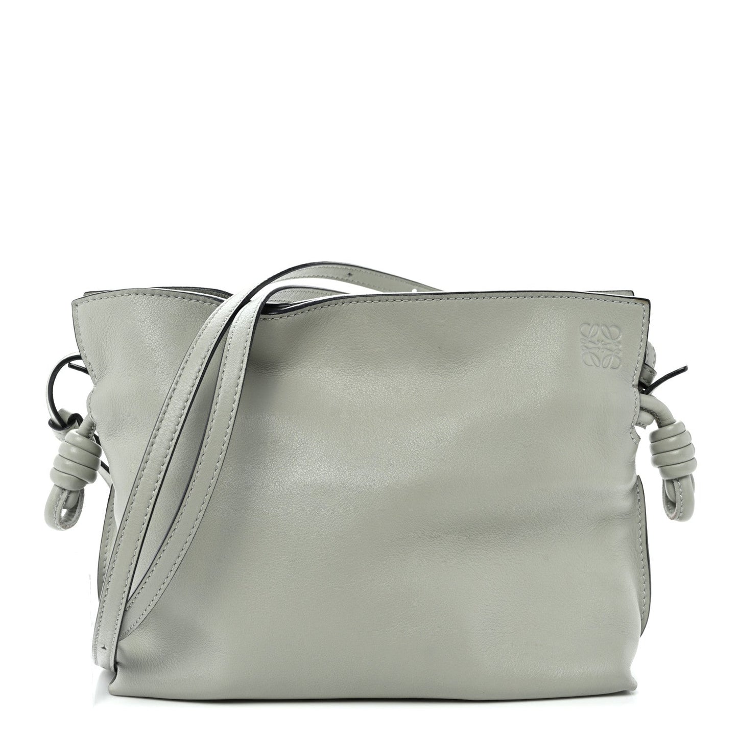 Calfskin Mini Flamenco Knot Clutch Ash Grey