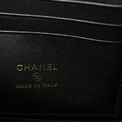 Grained Lambskin Quilted Small Vanity Case With Chain Black