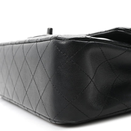 Lambskin Quilted Medium Double Flap So Black