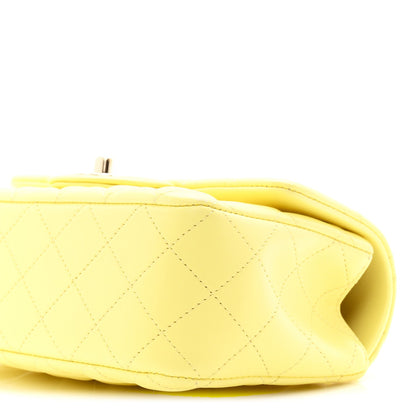 Lambskin Quilted Mini Chain Top Handle Rectangular Flap Light Yellow