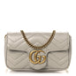 Calfskin Matelasse Super Mini GG Marmont Shoulder Bag Grey