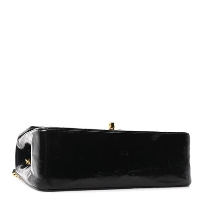 Patent Quilted Small Diana Flap Black