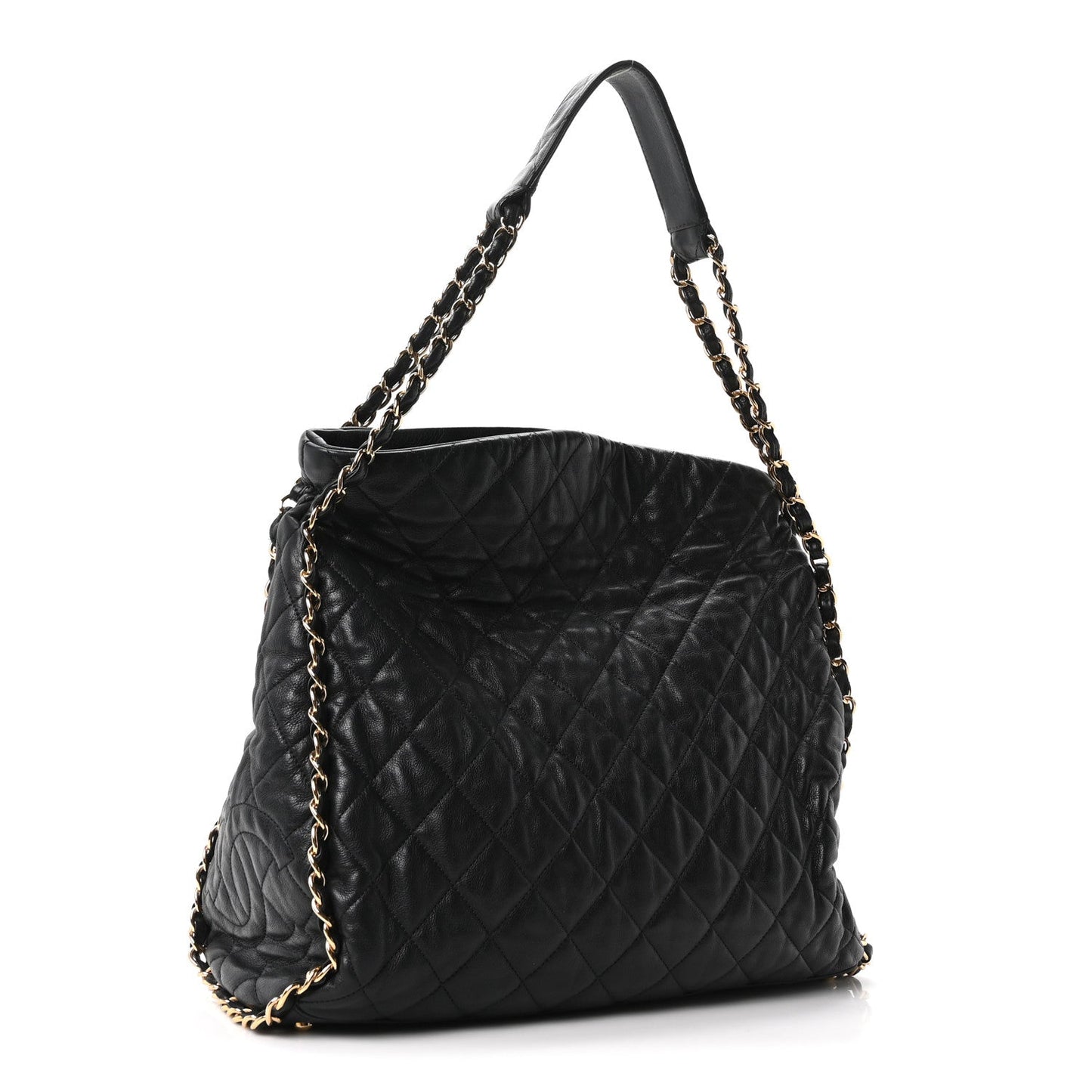Calfskin Quilted Medium Chain Me Hobo Black