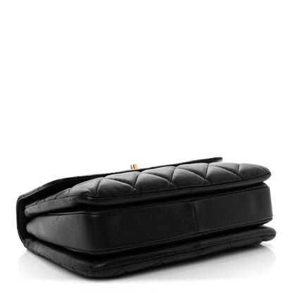 Lambskin Quilted Small Trendy CC Dual Handle Flap Bag Black