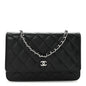 Caviar Quilted Wallet on Chain WOC Black