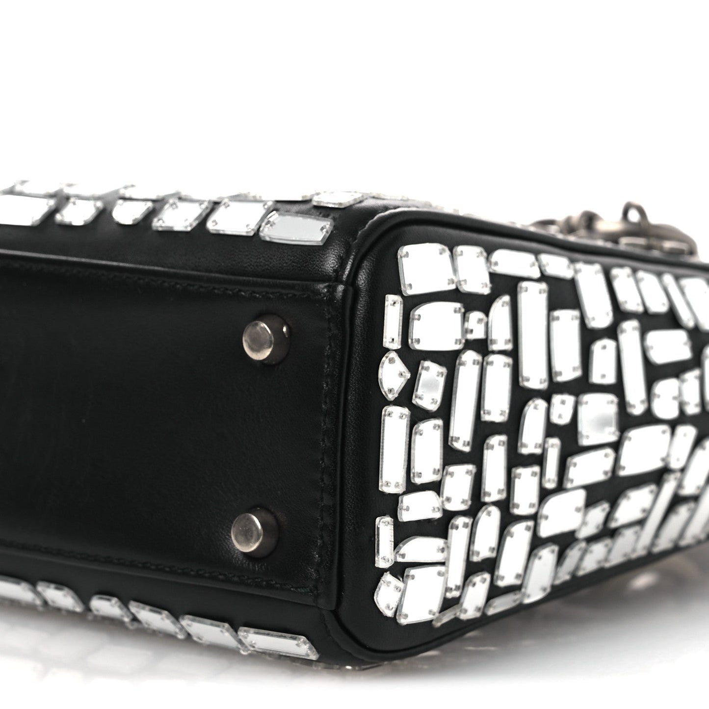 Smooth Calfskin Embroidered Mini Mosaic of Mirrors Lady Dior Black