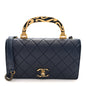 Lambskin Quilted Small Art Nouvelle Flap Bag Navy