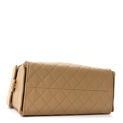 Caviar Quilted Medium Chanel 25 Handbag Dark Beige