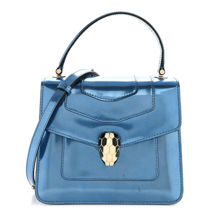 Metallic Calfskin Serpenti Forever Top Handle Blue