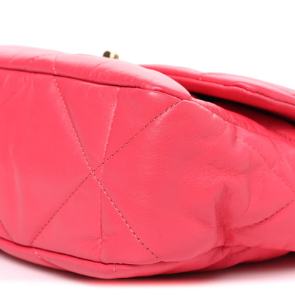Lambskin Quilted Large Chanel 19 Flap Dark Pink