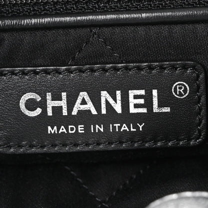 Metallic Calfskin Quilted Chanel 22 Backpack Silver