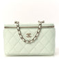 Caviar Quilted Small Tiny CC Vanity Case With Chain Light Green