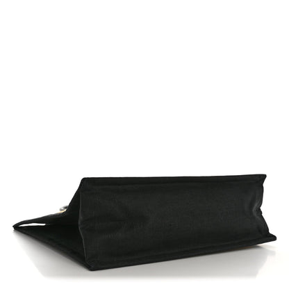 Raffia Linen Calfskin Rive Gauche Tote Naturale Black