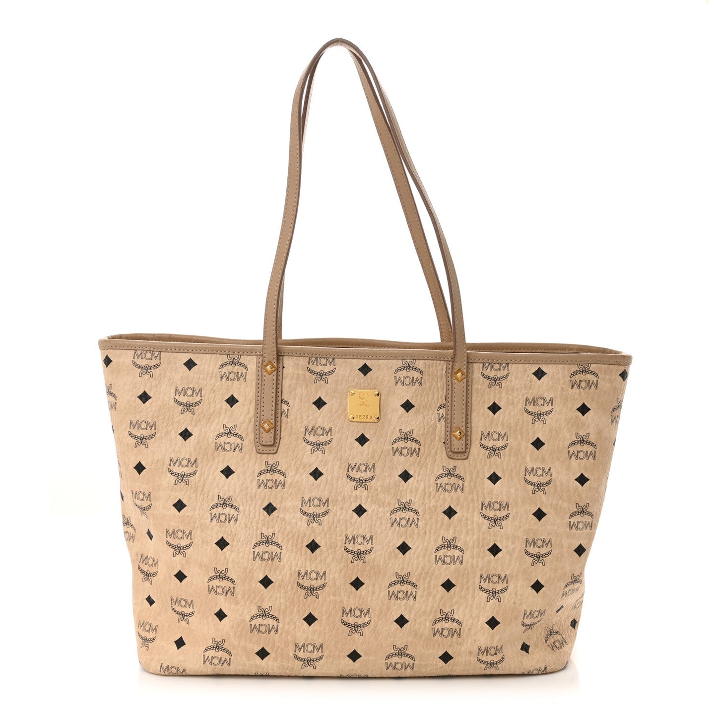 Visetos Medium Top Zip Shopper Tote Beige