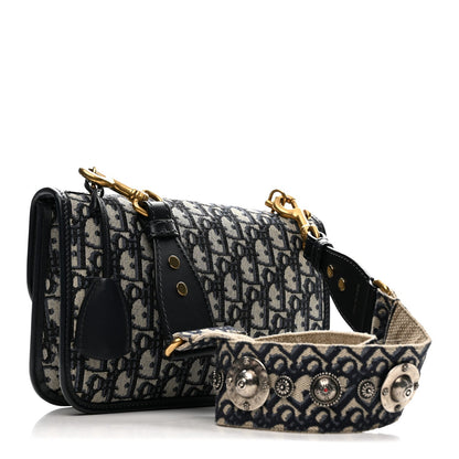 Oblique Small DiorAddict Flap Bag Navy Blue